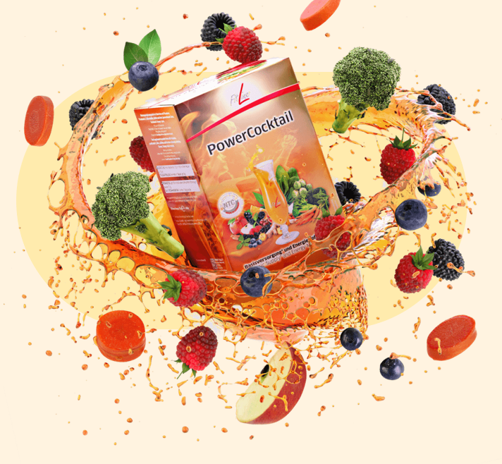 Powercocktail front page imaga Illustration showing fitline powercocktail